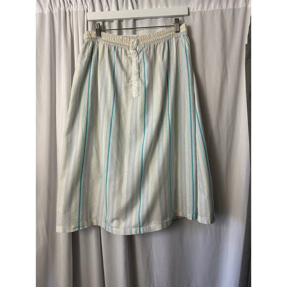 Vintage 100% Cotton Striped Skirt with Embroidered Detail Size M - Picture 3 of 3